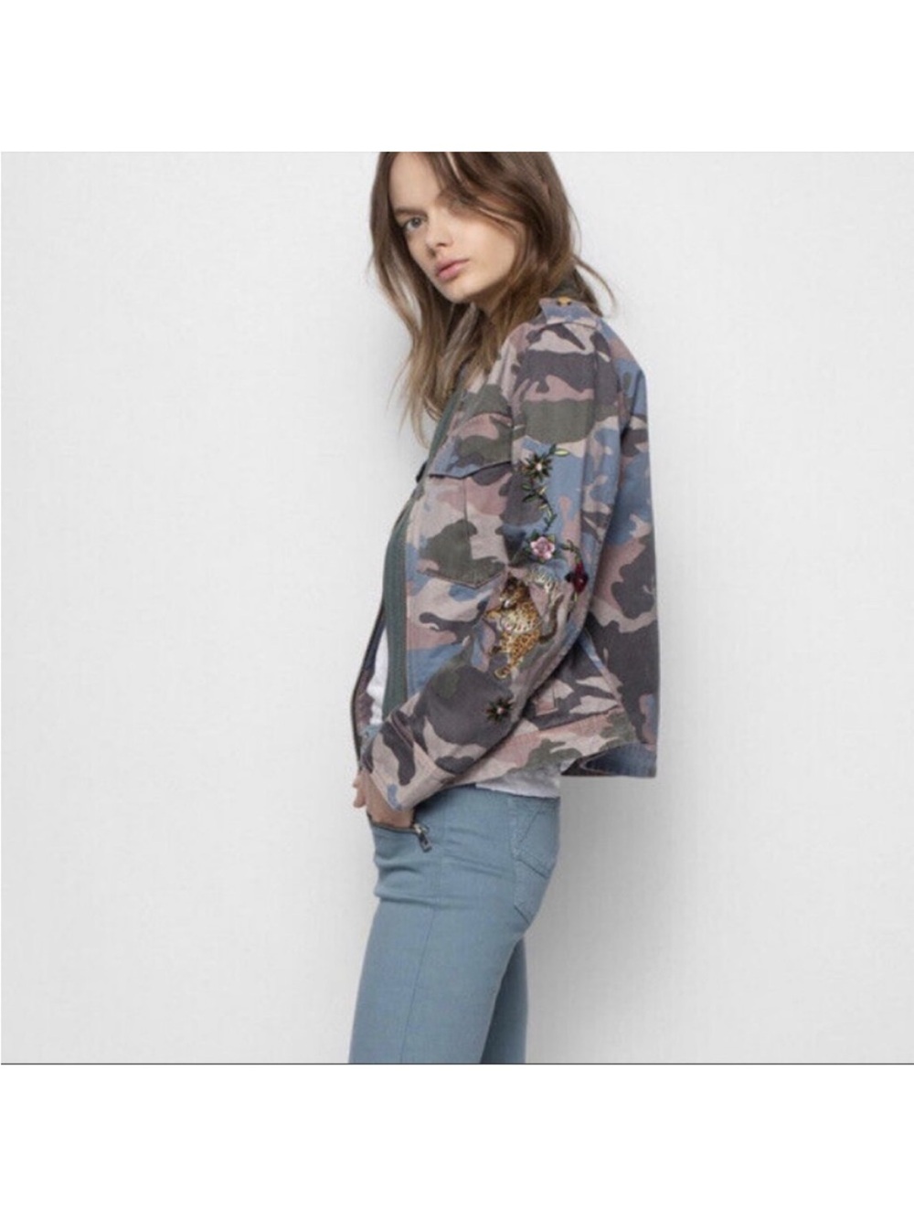 🎉SALE🎉 Zadig & Voltaire Kavy Camou Brode Embroidered Camo Utility Jacket NWOT - Picture 2 of 12